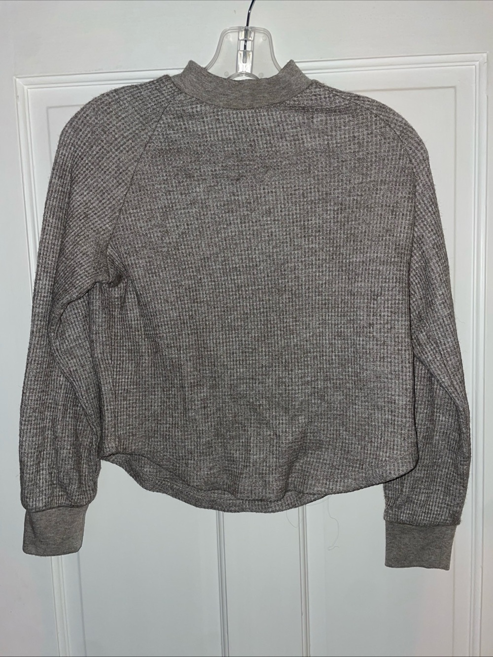 Madewell XXS Gray Waffle Knit Mock Neck Cropped Pullover Sweater
